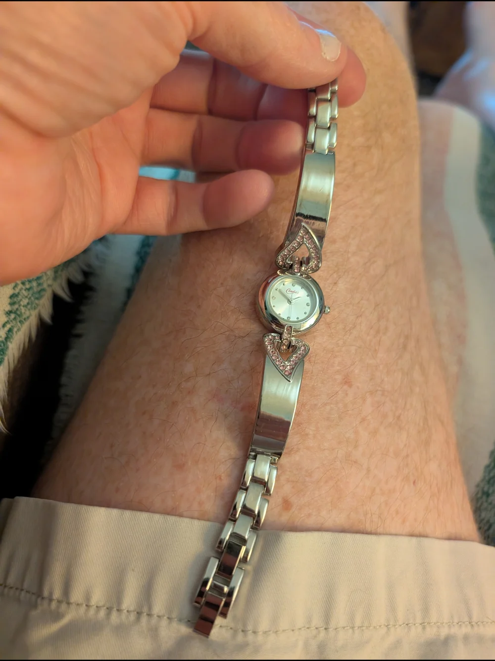 Candie'sSilver-Tone Round Watch with Crystal Accents With Quartz Move Brand Batt